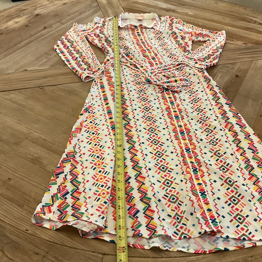 Flying Tomato Multicolor Geometric Print Long Sleeve Dress - Picture 6 of 8